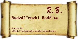 Radvánszki Beáta névjegykártya